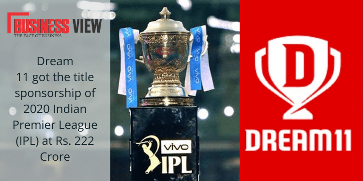 Dream 11 got the title sponsorship of 2020 Indian Premier League (IPL) at Rs. 222 Crore